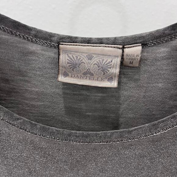 Dantelle Oil Dye Gray Ruffle Hem Drop Waist Top ~ Women’s MD - Picture 5 of 5